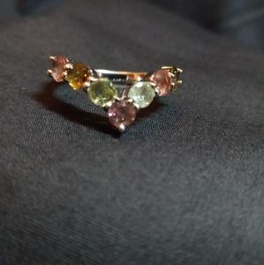 Tourmaline multi-color silver ring